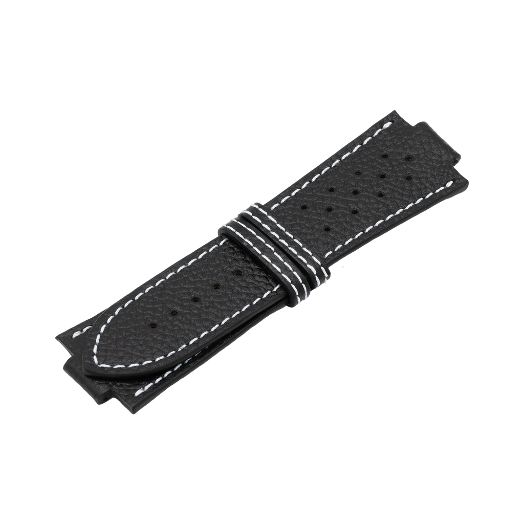 GT Leather Black Strap,  Stitching White