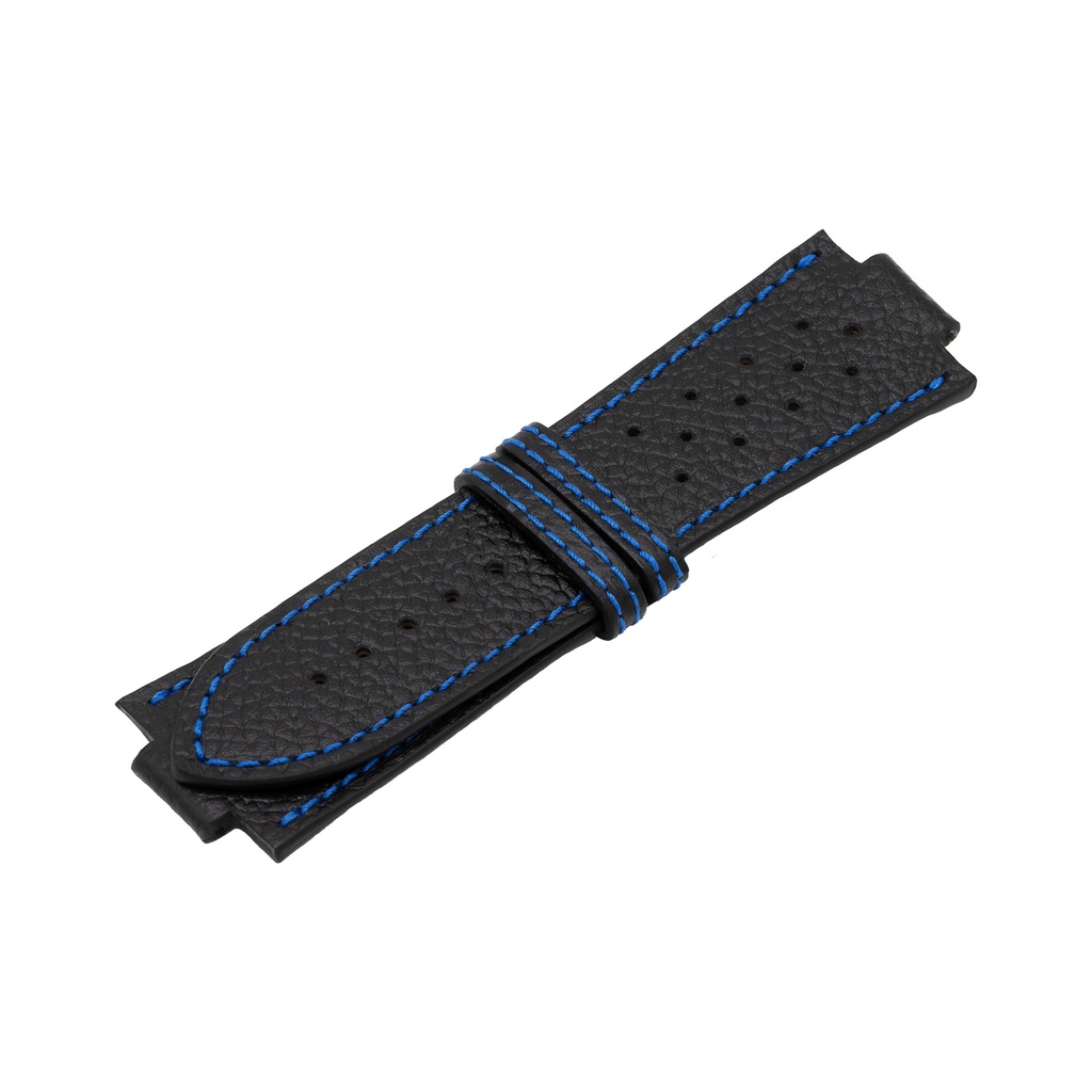 GT Leather Black Strap,  Stitching Blue