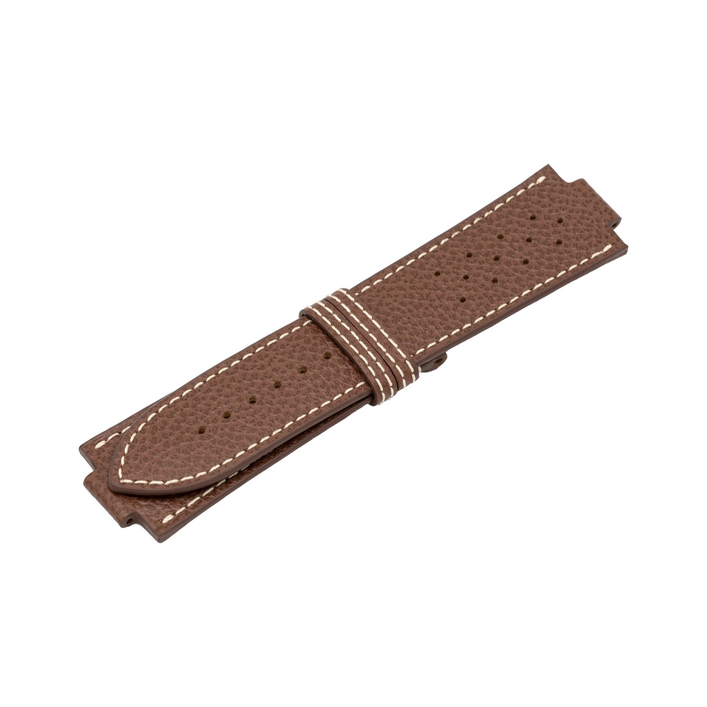 GT Leather Brown Chocolate Strap,  Stitching White