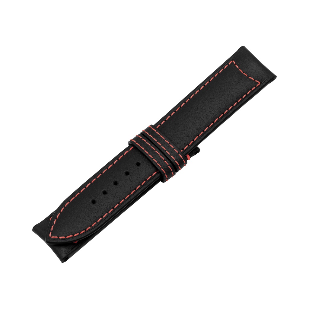 Classic Leather Black Strap,  Stitching Red