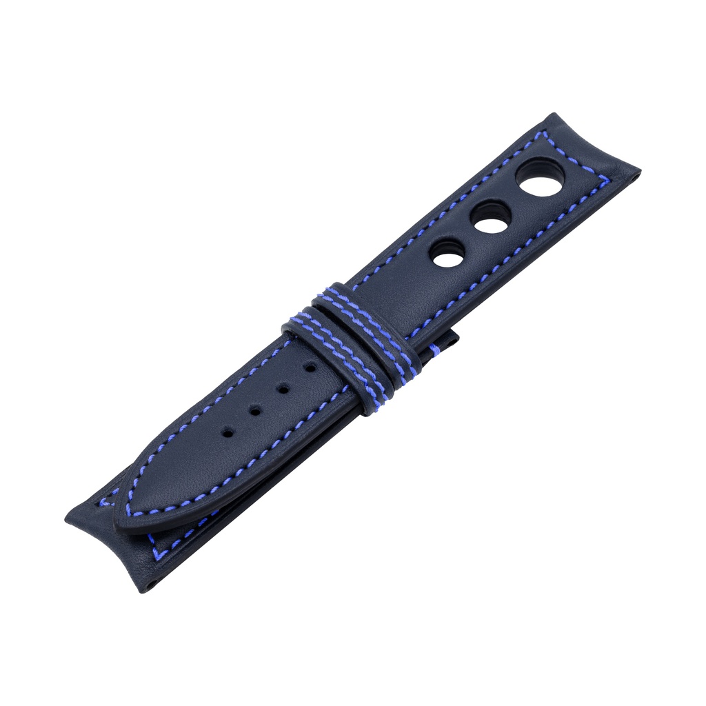 Rally Leather Blue Marine Strap,  Stitching Blue