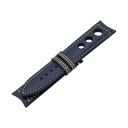 Rally Leather Blue Marine Strap,  Stitching Bronze