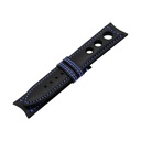 Rally Leather Black Strap,  Stitching Blue