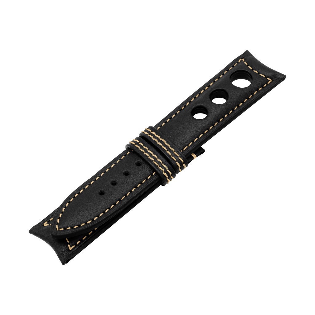 Rally Leather Black Strap,  Stitching Bronze