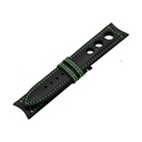 Rally Leather Black Strap,  Stitching Green