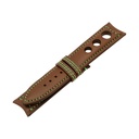 Rally Leather Brown Chestnut Strap,  Stitching Green