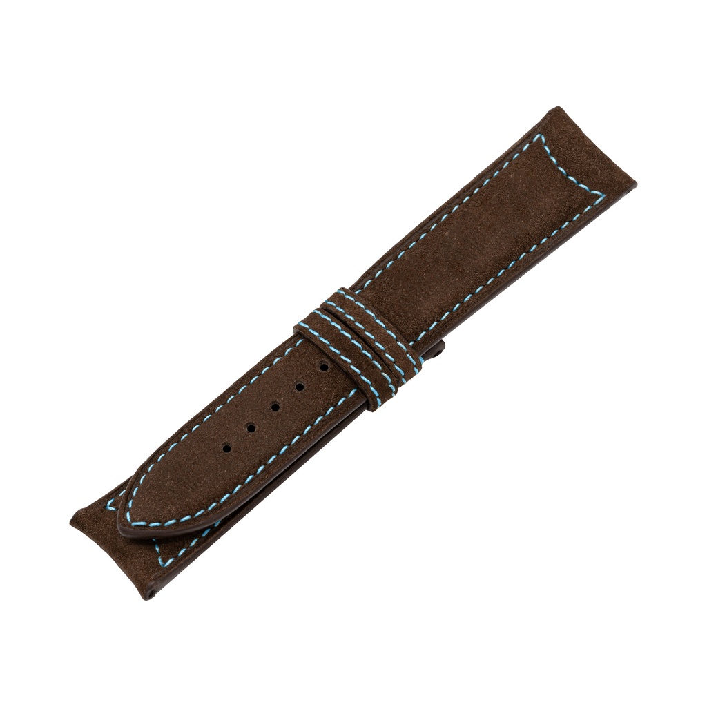 Classic Nubuck Brown Chocolate Strap,  Stitching Blue Light