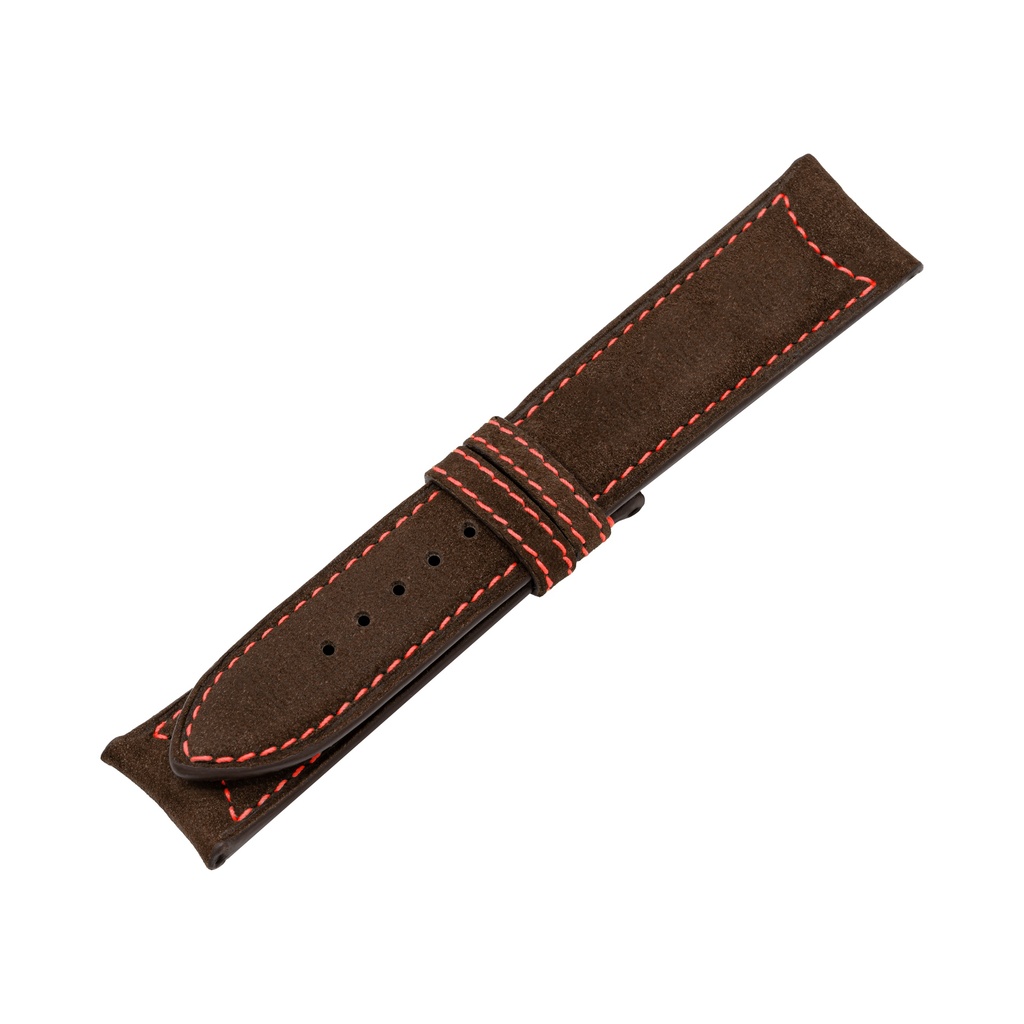 Classic Nubuck Brown Chocolate Strap,  Stitching Red