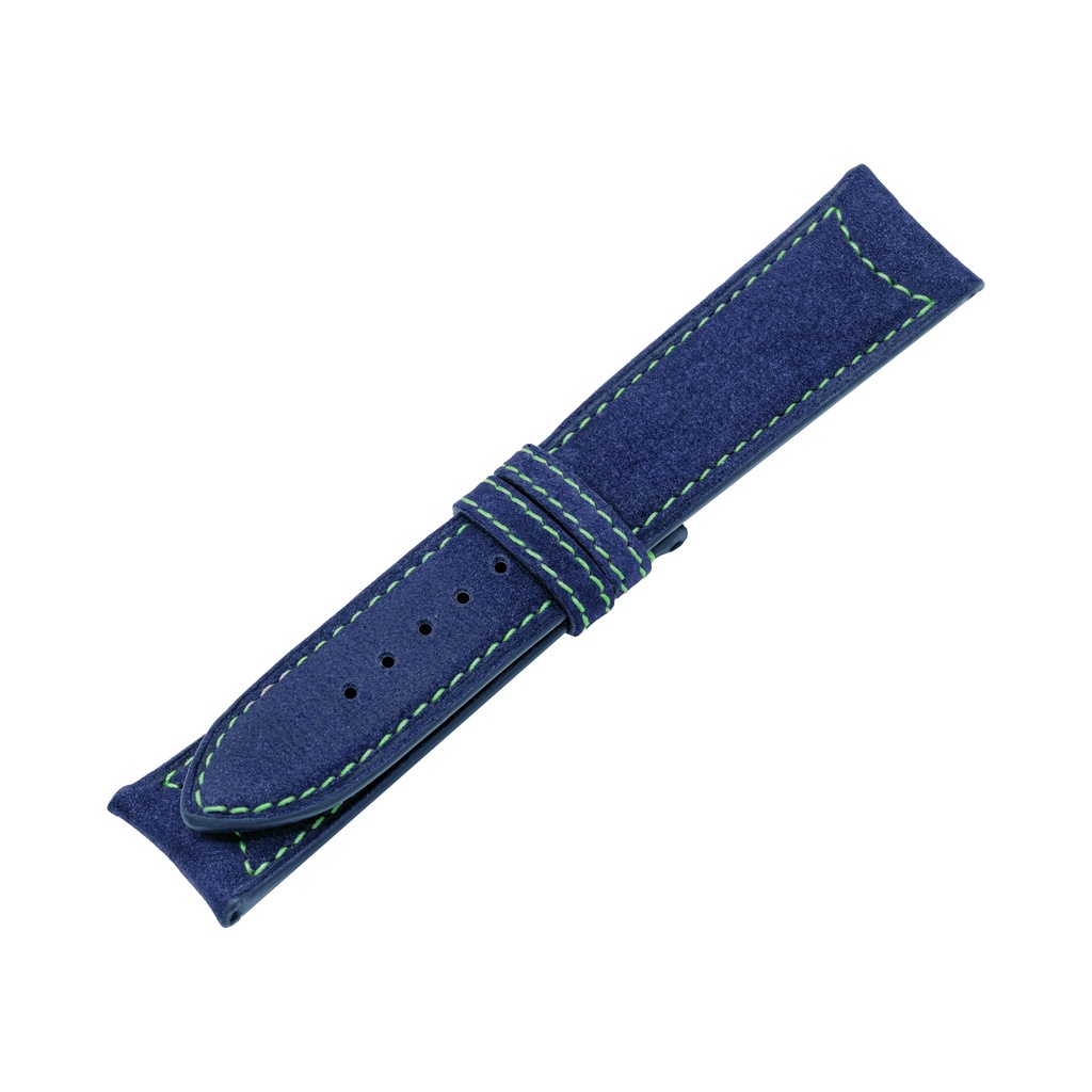 Classic Nubuck Blue Royal Strap,  Stitching Green