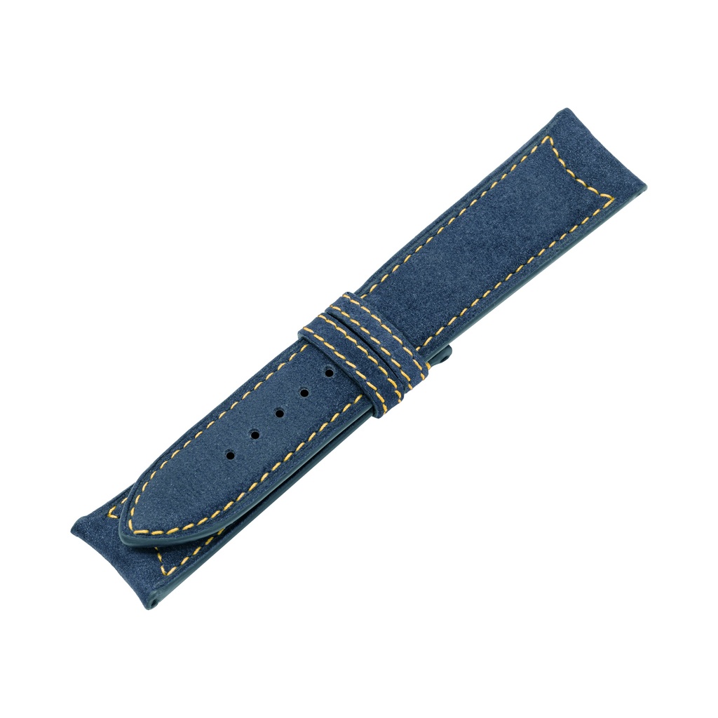 Classic Nubuck Blue Jeans Strap,  Stitching Yellow