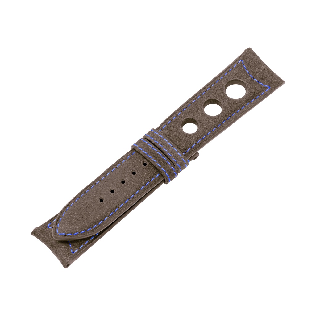 Rally Nubuck Taupe Strap,  Stitching Blue