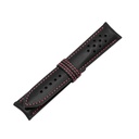 Vintage Leather Black Strap,  Stitching Red