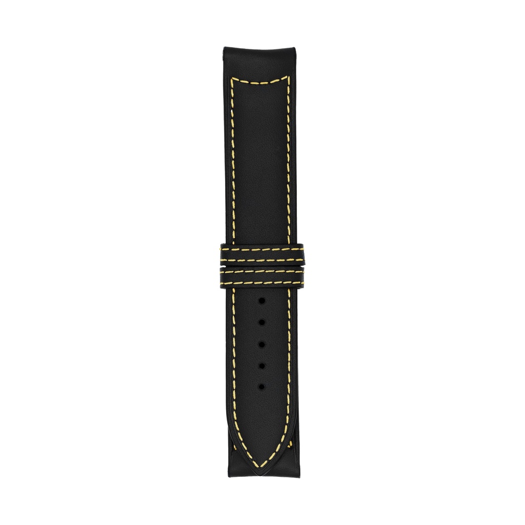 Classic Leather Black Strap,  Stitching Yellow