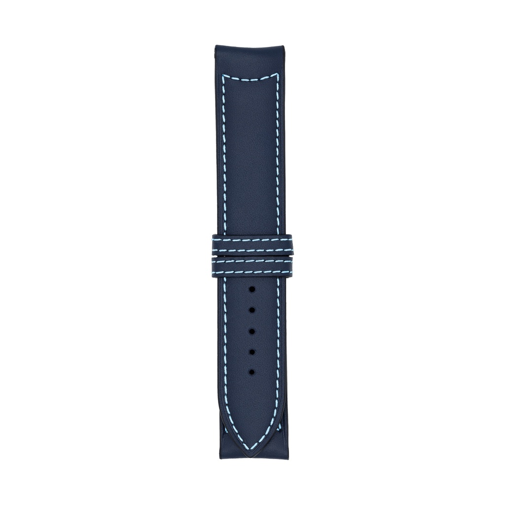 Classic Leather Blue Marine Strap,  Stitching Blue Light