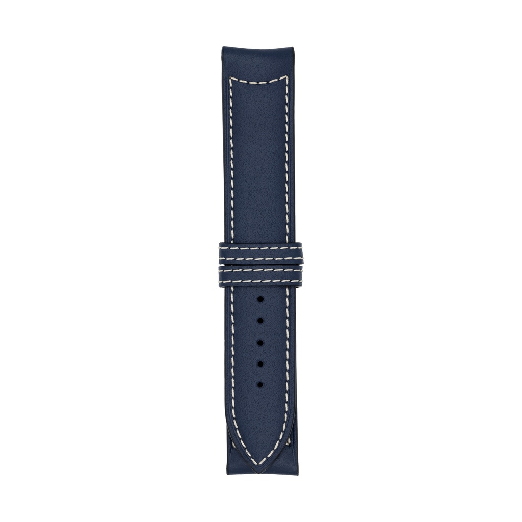 Classic Leather Blue Marine Strap,  Stitching White