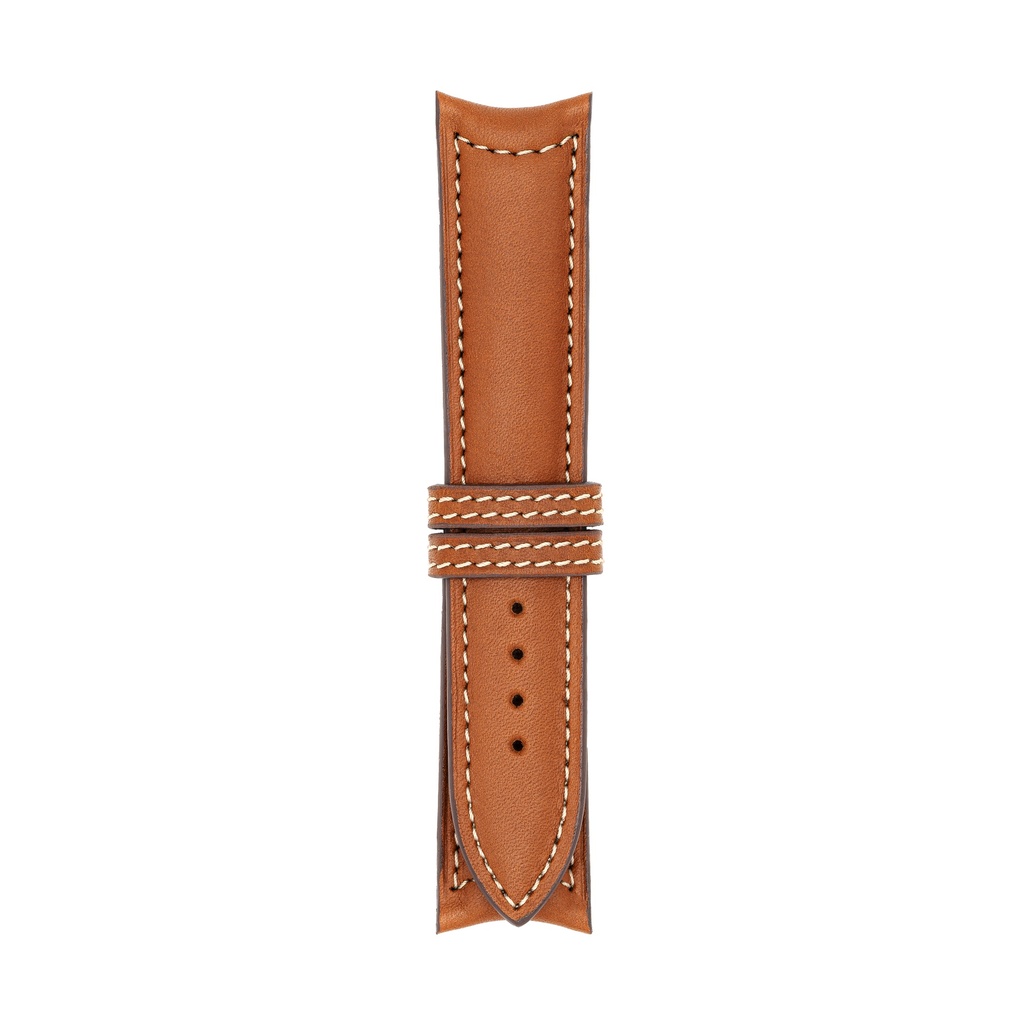 Classic Leather Cognac Strap,  Stitching White