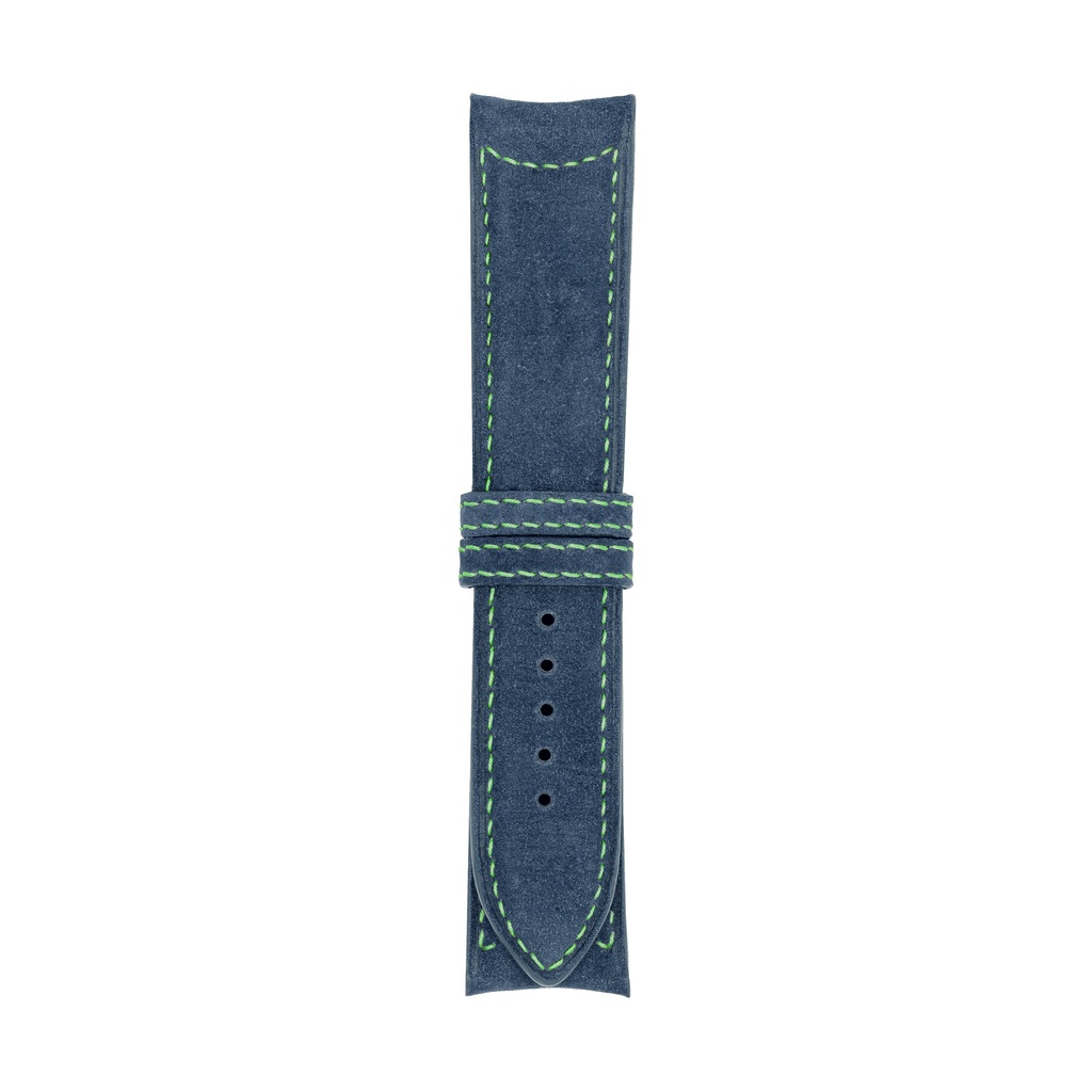 Classic Nubuck Blue Jeans Strap,  Stitching Green