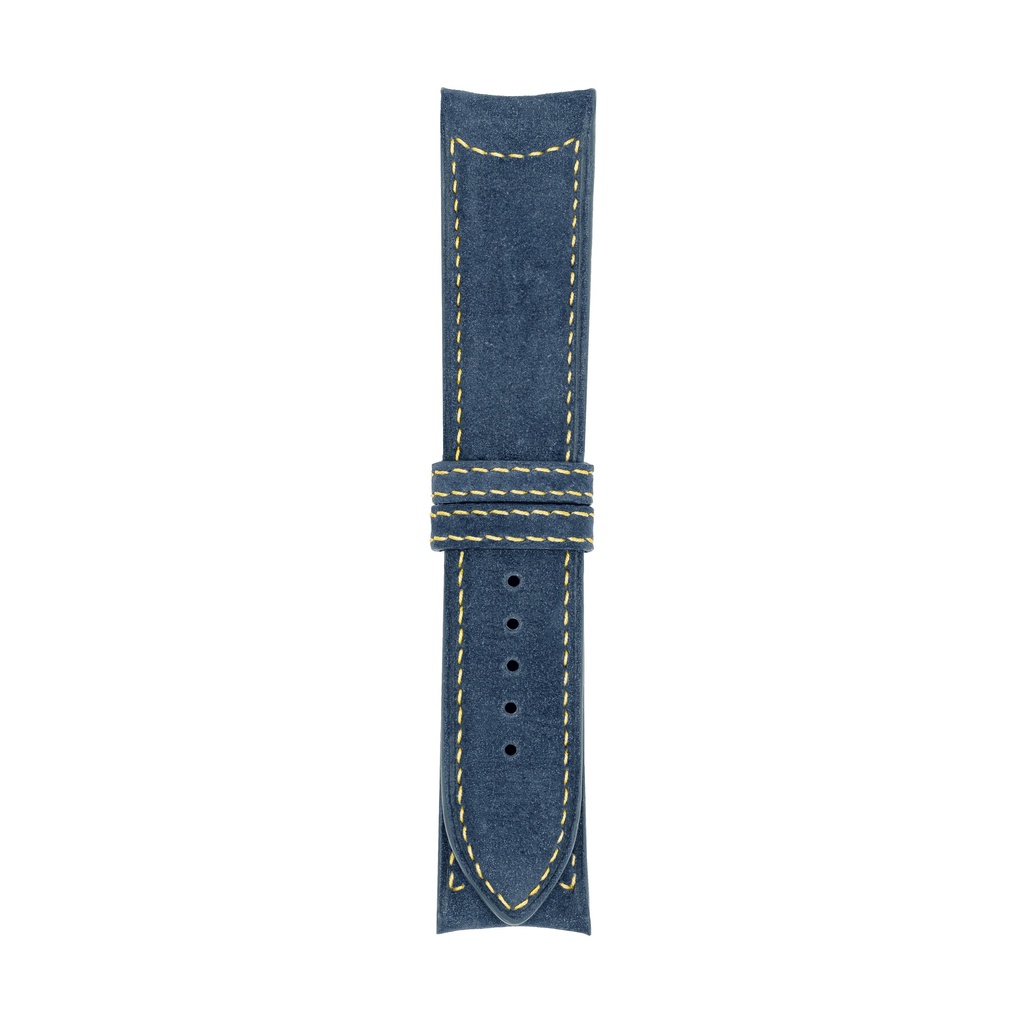 Classic Nubuck Blue Jeans Strap,  Stitching Yellow