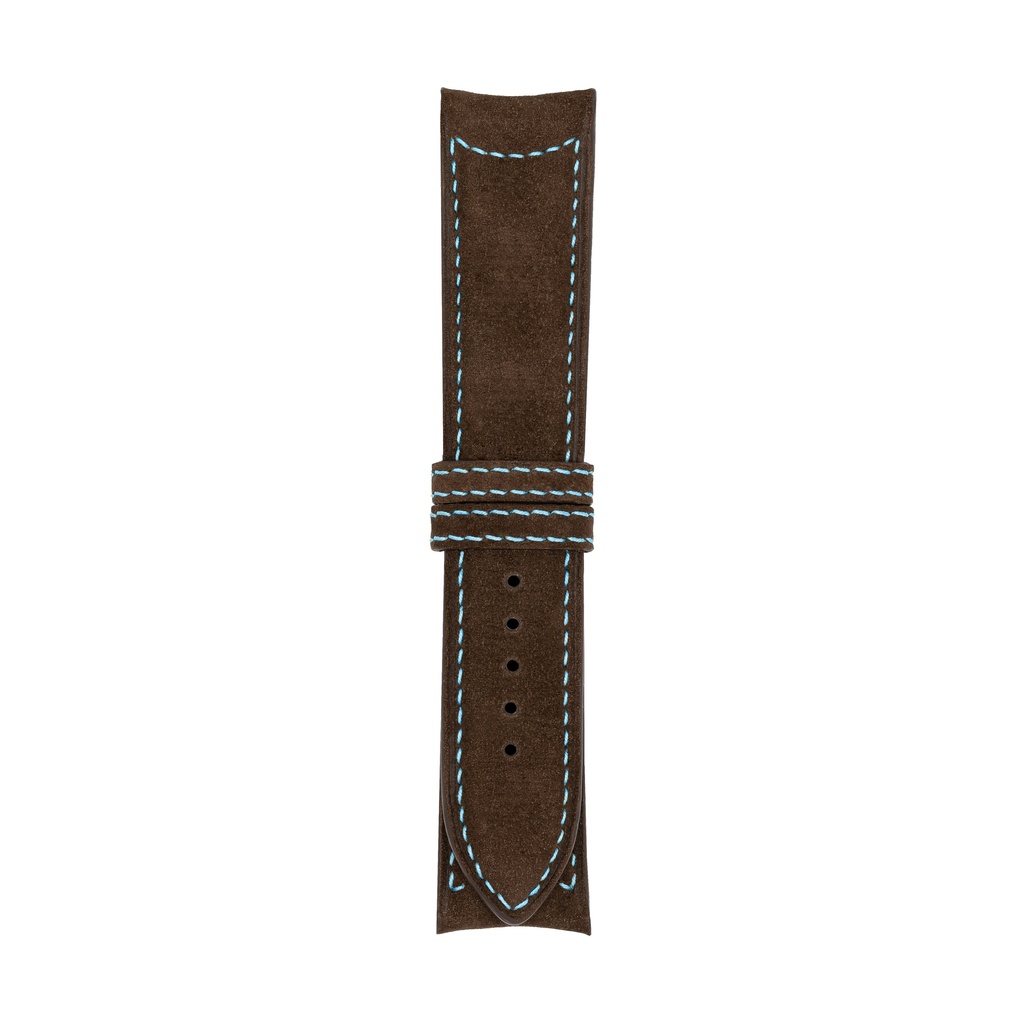 Classic Nubuck Brown Chocolate Strap,  Stitching Blue Light