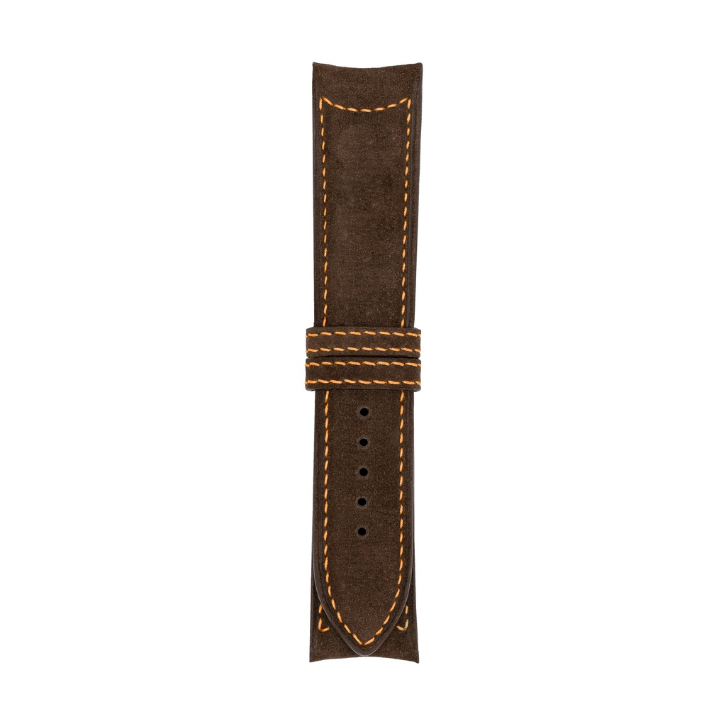 Classic Nubuck Brown Chocolate Strap,  Stitching Orange