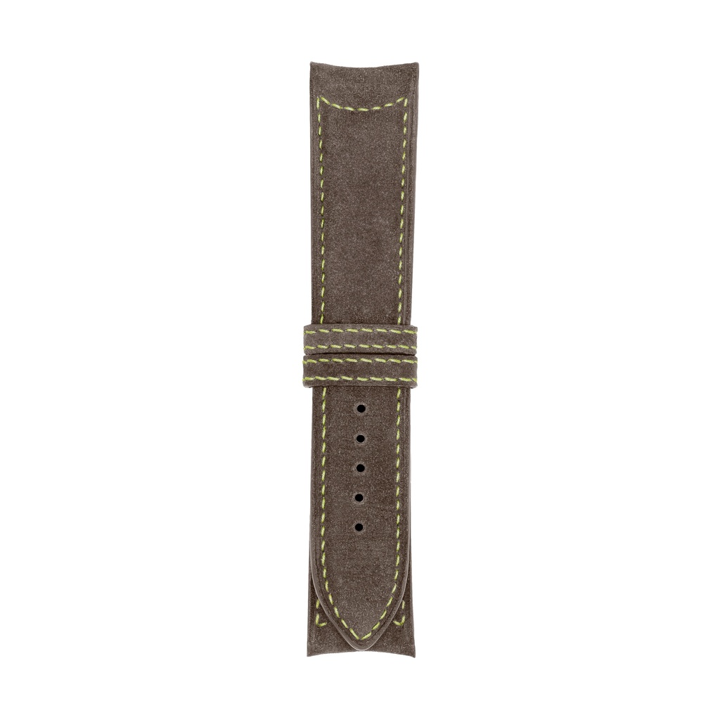 Classic Nubuck Taupe Strap,  Stitching Green Light