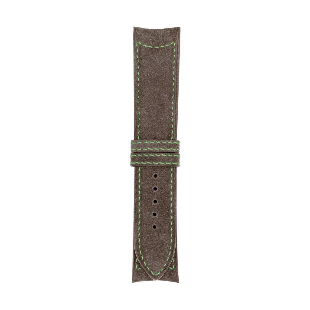 Classic Nubuck Taupe Strap,  Stitching Green