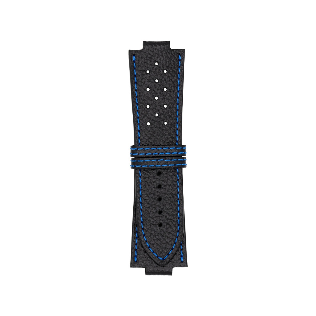 GT Leather Black Strap,  Stitching Blue