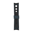 Rally Leather Black Strap,  Stitching Blue Light