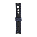 Rally Leather Black Strap,  Stitching Blue