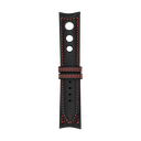 Rally Leather Black Strap,  Stitching Red