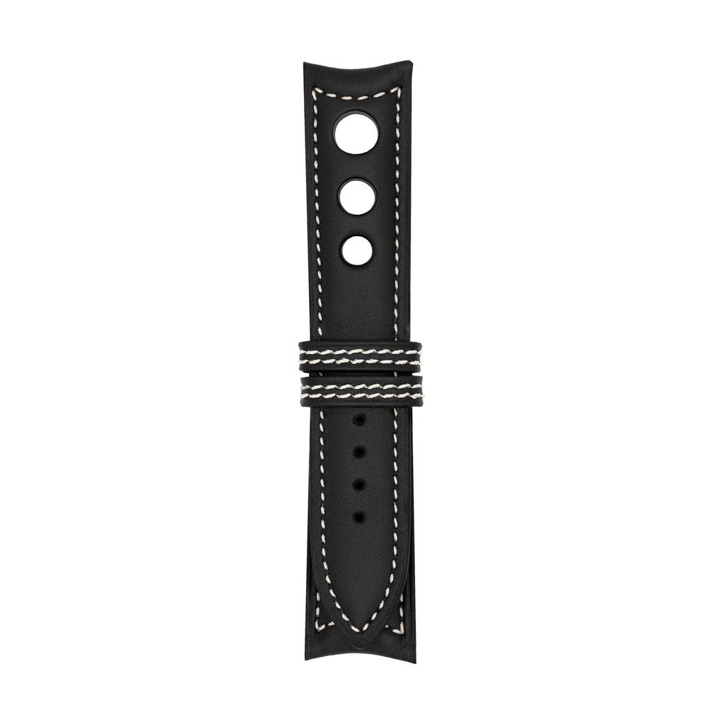 Rally Leather Black Strap,  Stitching White