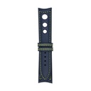 Rally Leather Blue Marine Strap,  Stitching Green Light