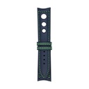 Rally Leather Blue Marine Strap,  Stitching Green