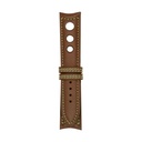 Rally Leather Brown Chestnut Strap,  Stitching Green Light