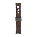 Rally Leather Brown Chocolate Strap,  Stitching Blue Light