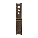 Rally Leather Brown Chocolate Strap,  Stitching Green Light