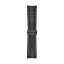 Vintage Leather Black Strap,  Stitching Green Light