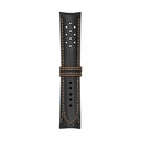 Vintage Leather Black Strap,  Stitching Orange