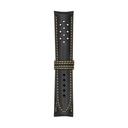 Vintage Leather Black Strap,  Stitching Yellow