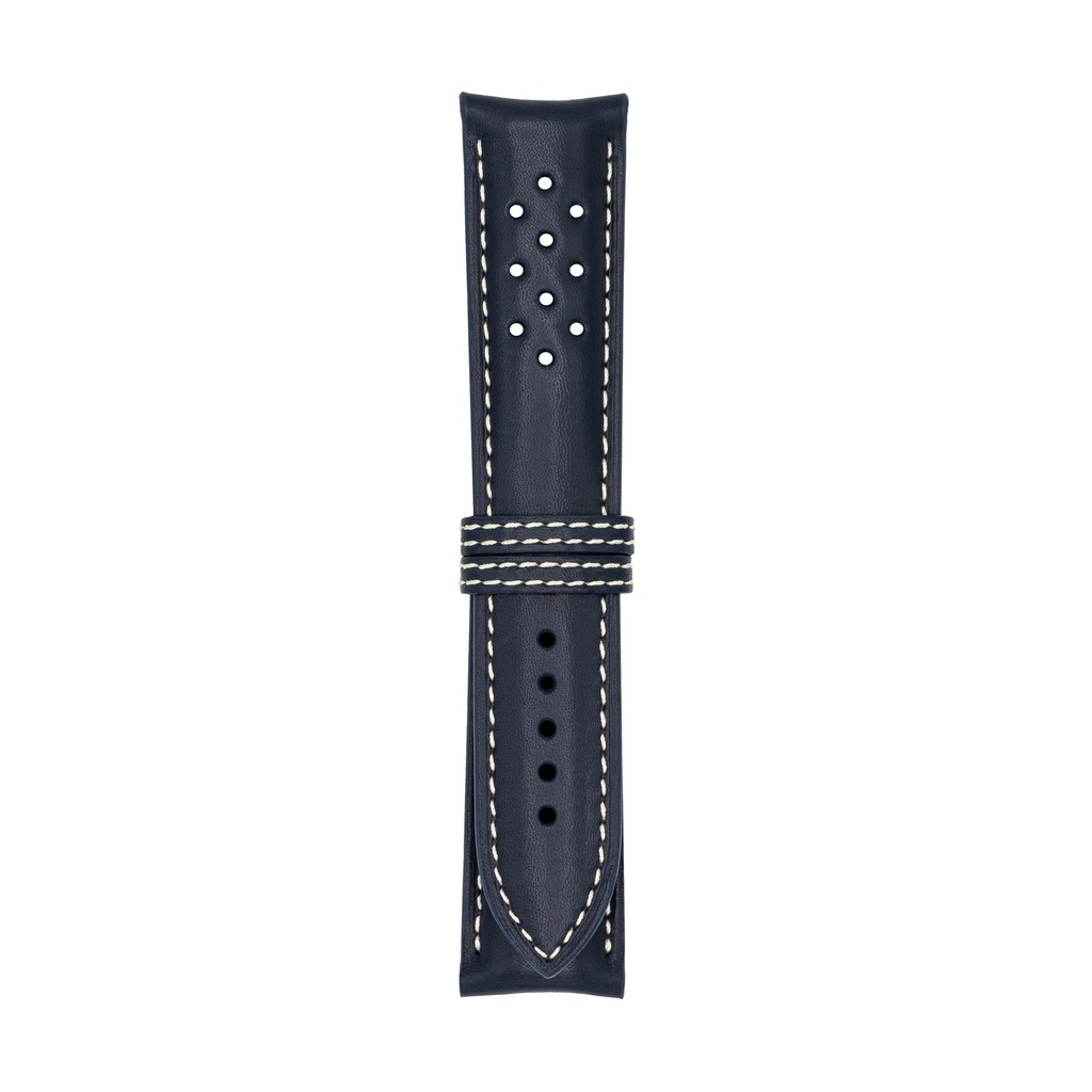 Vintage Leather Blue Marine Strap,  Stitching White