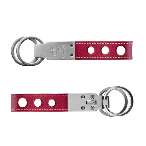 [KR-4233-SL] Smooth Leather Key Ring : Lie de vin - Natural