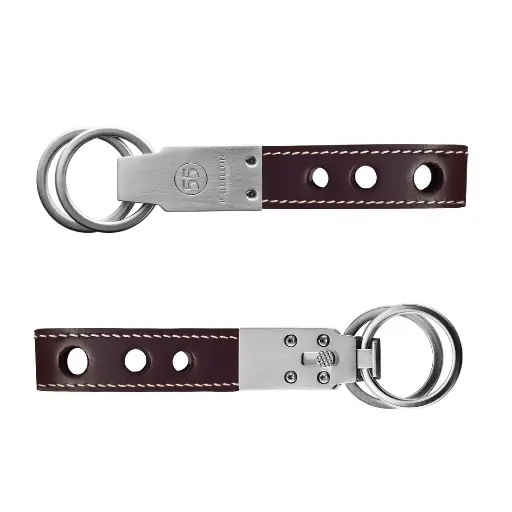 [KE-RIN-564] Smooth Leather Key Ring : Burgundy - Natural