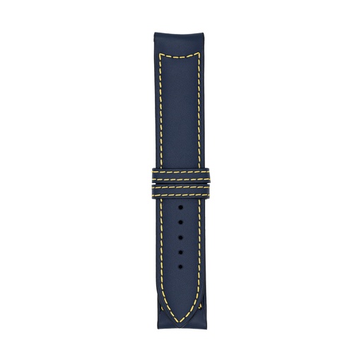 Classic Leather Blue Marine Strap,  Stitching Yellow