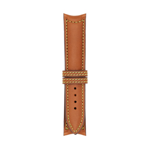 Classic Leather Cognac Strap,  Stitching Green Light