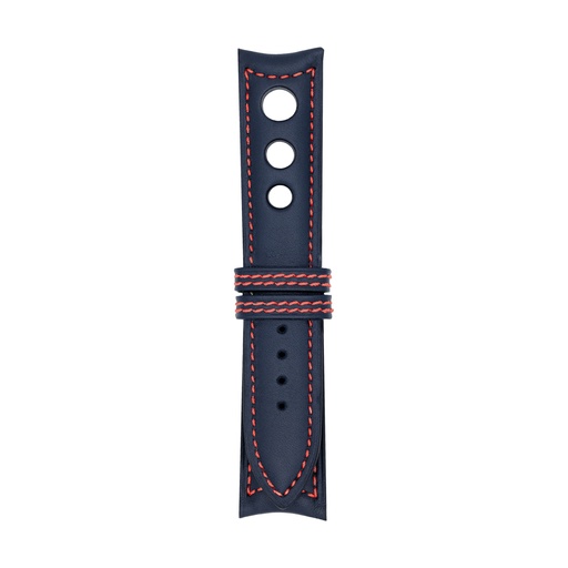 Rally Leather Blue Marine Strap -  Stitching Red