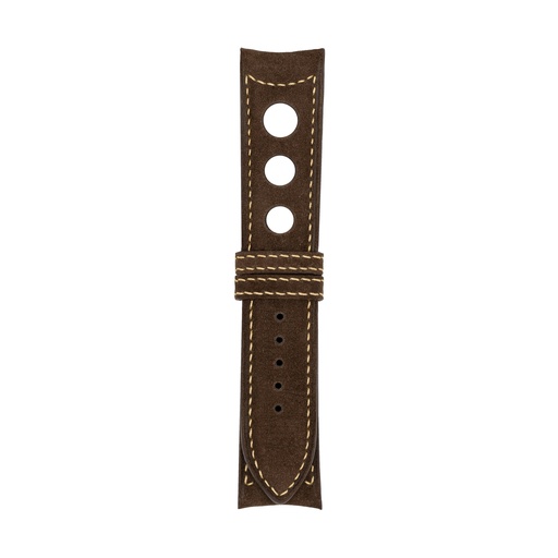 Rally Nubuck Brown Chocolate Strap,  Stitching Bronze