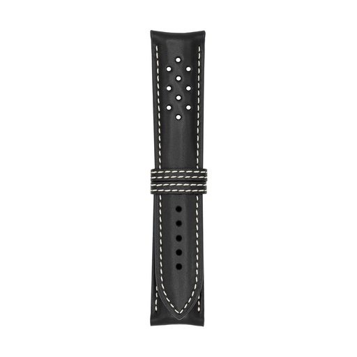 Vintage Leather Black Strap,  Stitching White