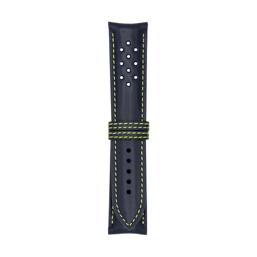 Vintage Leather Blue Marine Strap,  Stitching Green Light