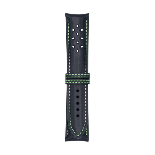 Vintage Leather Blue Marine Strap,  Stitching Green