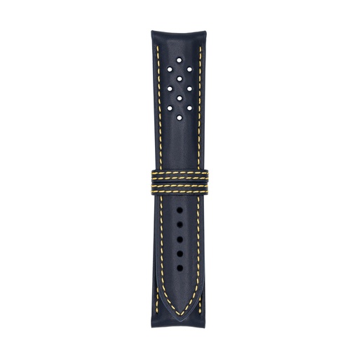 Vintage Leather Blue Marine Strap,  Stitching Yellow